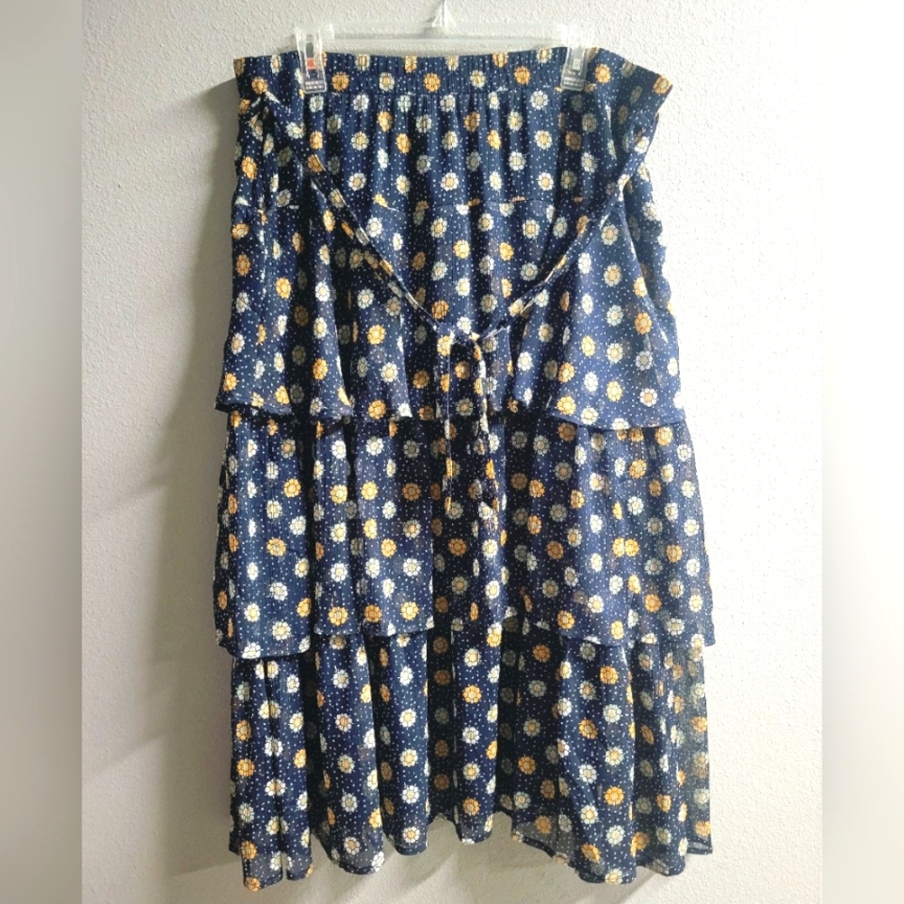 Cato Blue and Yellow Polka Dot Maxi Skirt